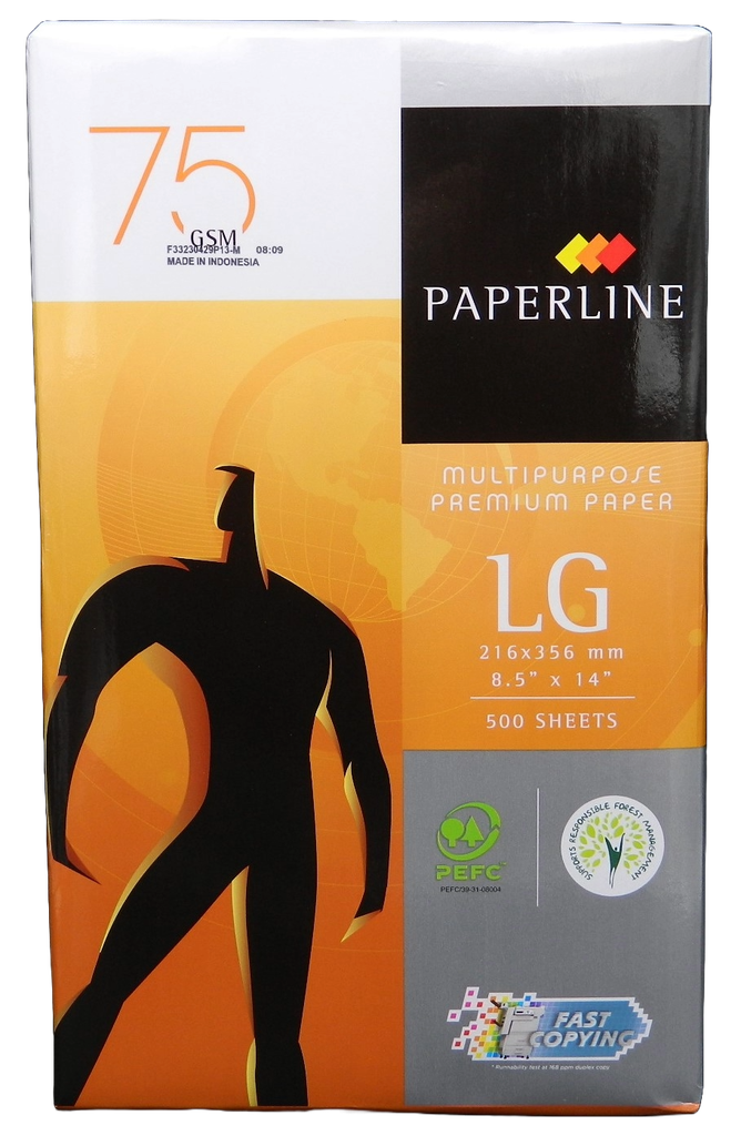 Papel Bond Paperline T/ Oficio Americano Legal 97% Blancura 75 grs C/ 2,500 hjs