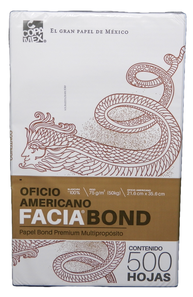 Papel Bond Facia T/ Oficio Americano Legal 99% Blancura 75 grs C/ 5,000 hjs