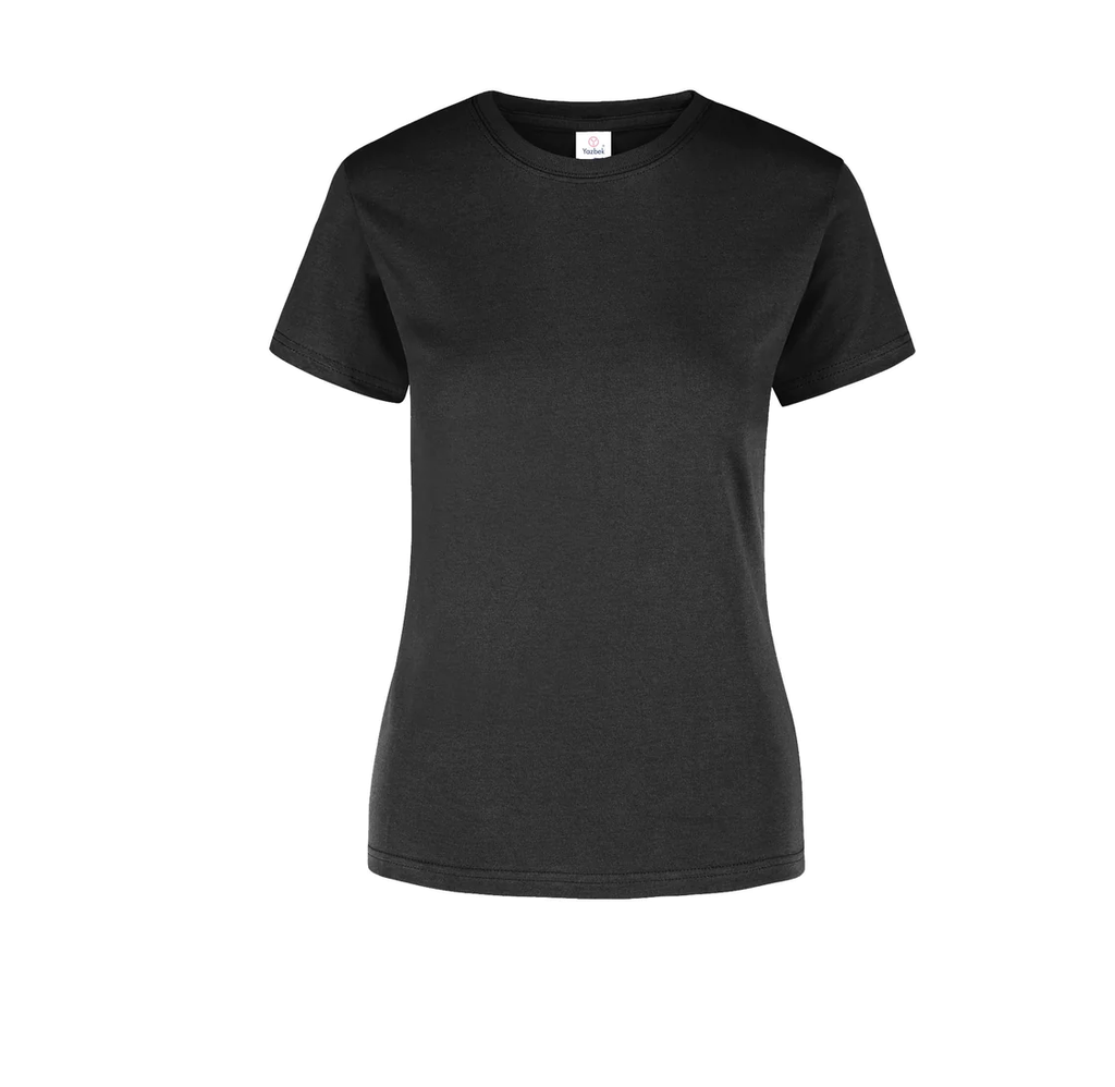 Playera Dama Cuello Redondo Manga Corta 100% Algodón Negro Grande Yazbek