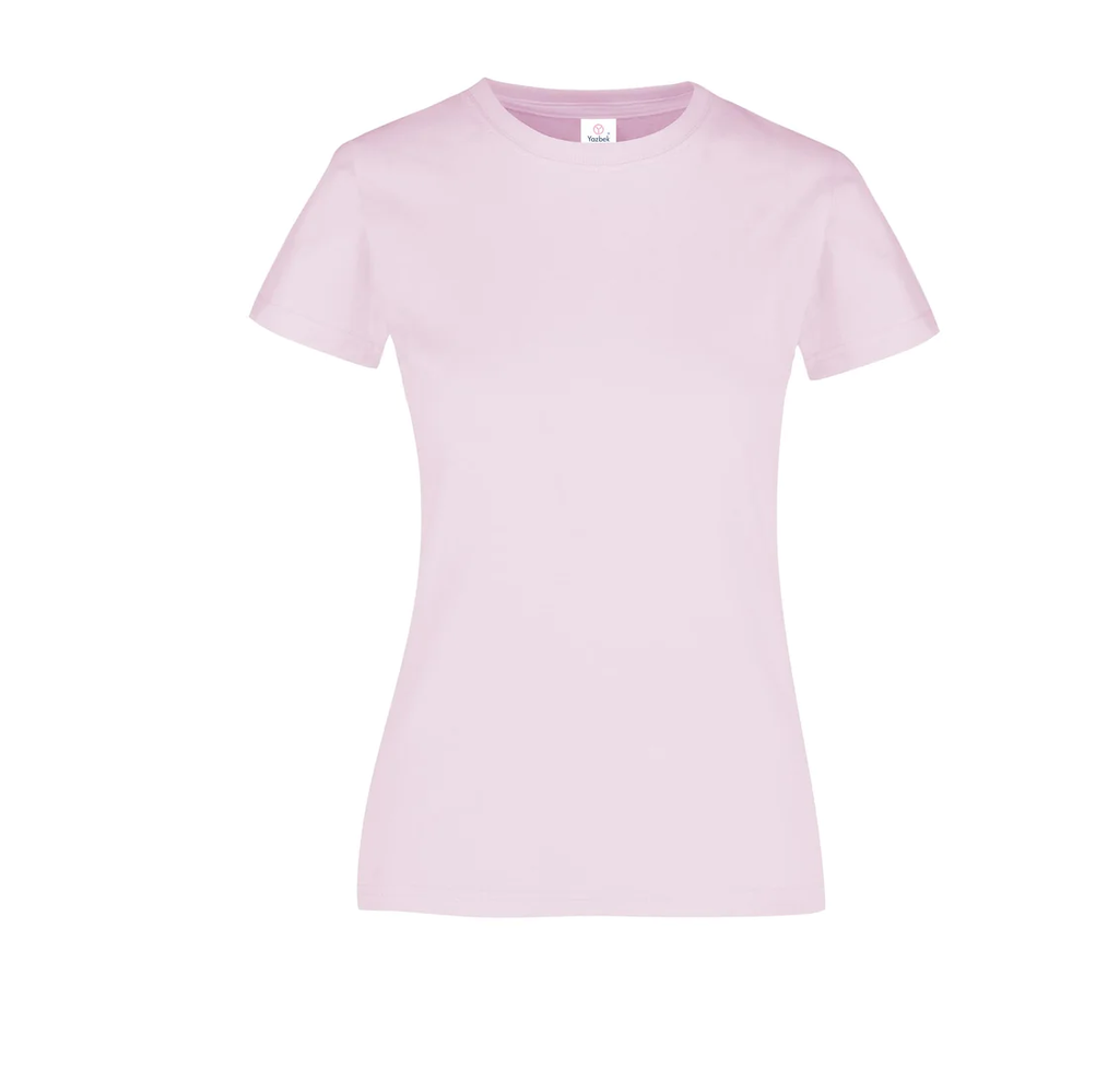 Playera Dama Cuello Redondo Manga Corta 100% Algodón Rosa Pastel Grande Yazbek