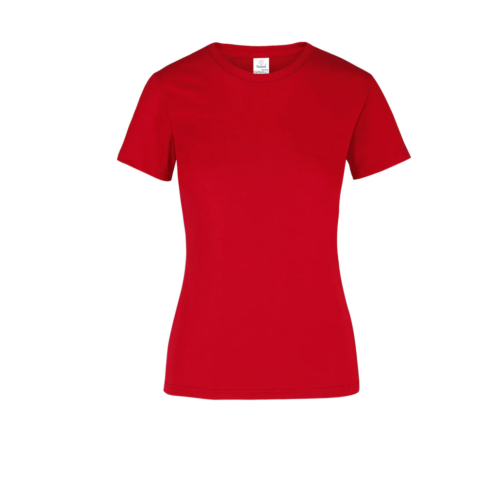 Playera Dama Cuello Redondo Manga Corta 100% Algodón Rojo Chica Yazbek