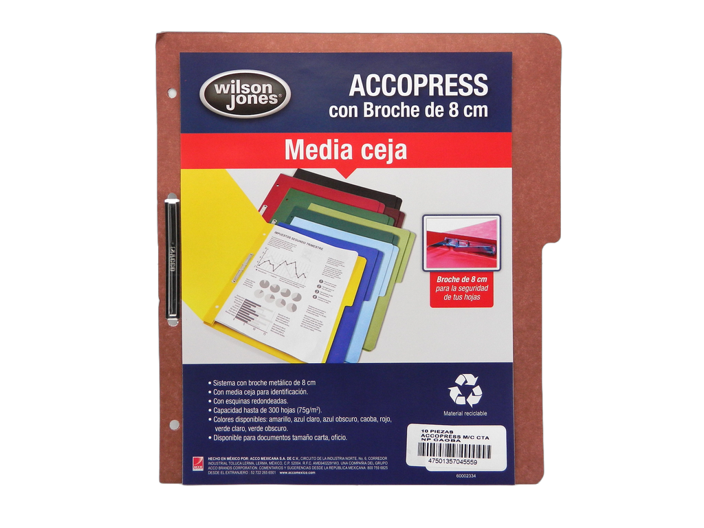 Folder Accopress C/ Broche T/ Carta Caoba C/ 10 pzs Acco