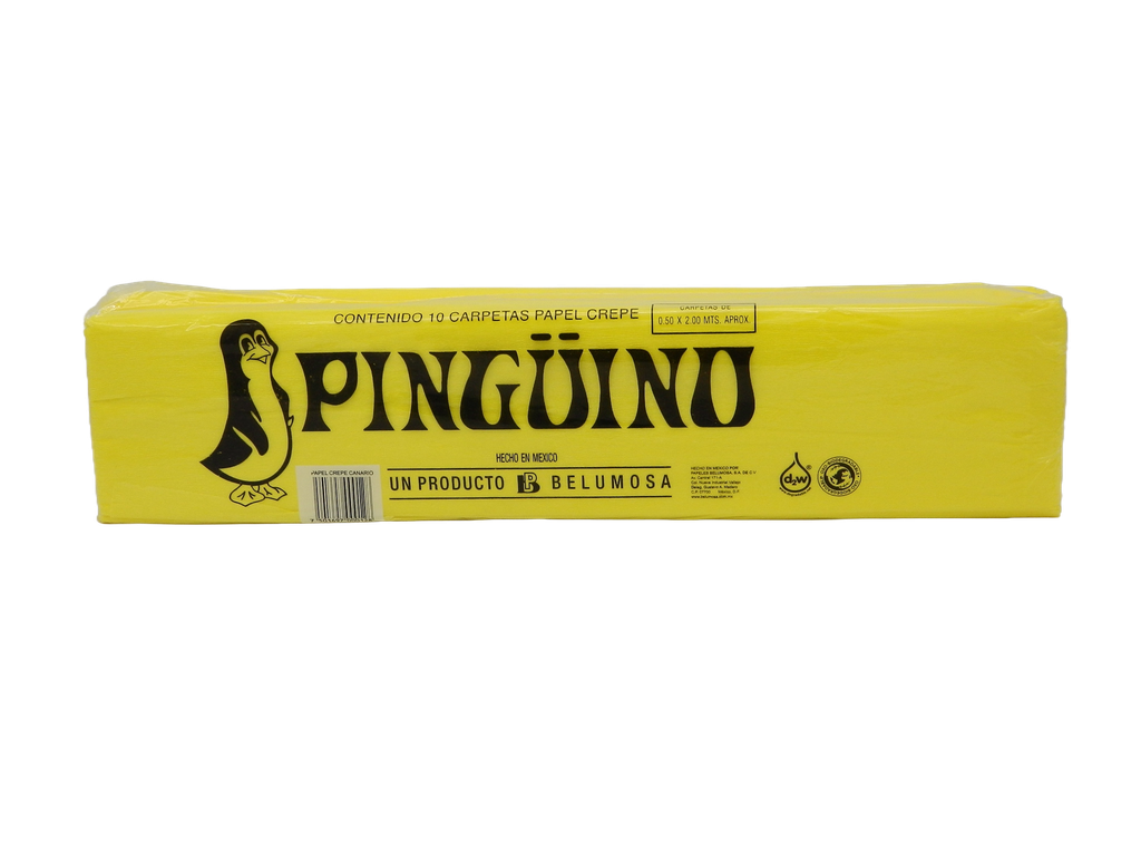 Papel Crepe Pingüino Amarillo Canario C/ 10 pzs Belumosa