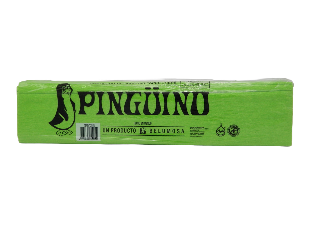 Papel Crepe Pingüino Verde Limon C/ 10 pzs Belumosa