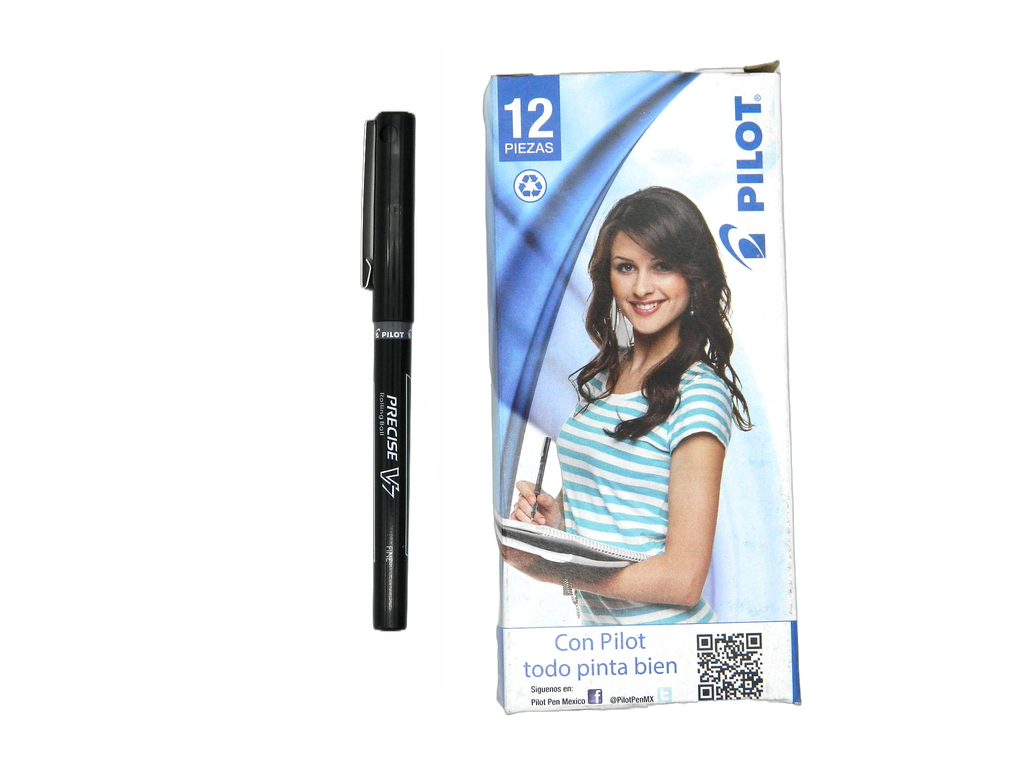 Pluma Precise PV7 0.7 mm P/ Fino Negro C/ 12 pzs Pilot