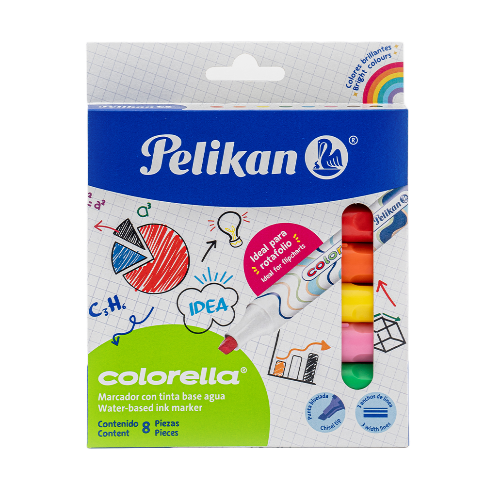 Marcador Base Agua Colorella Surtido C/ 8 pzs Pelikan