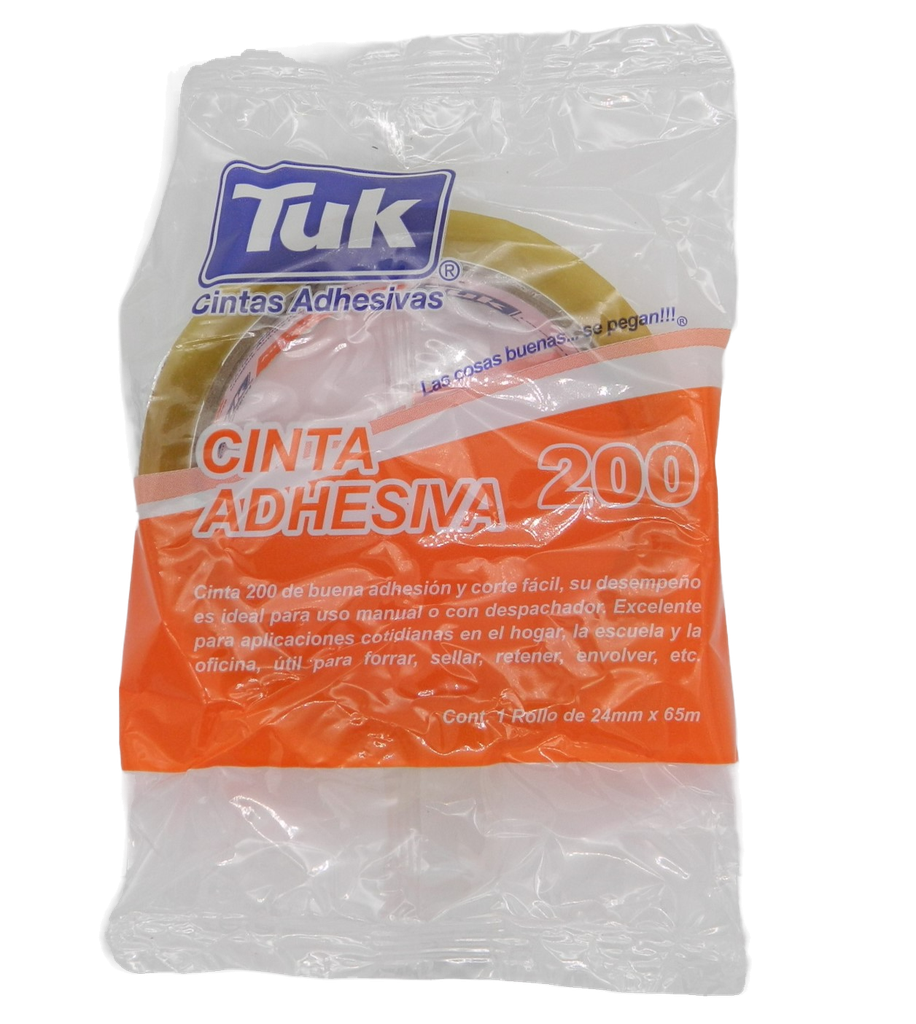 Cinta Adhesiva Transparente T-200 24 x 65 C/ 6 pzs Tuk