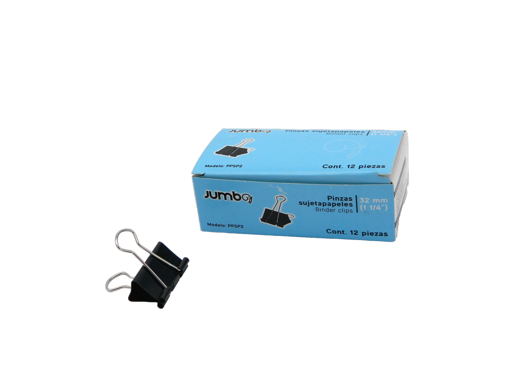 Binder Clip 32 mm 1 1/4" C/ 12 pzs Jumbo