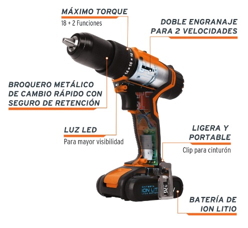 Rotomartillo Inalambrico Profesional 12V 1/2" 18155 Truper