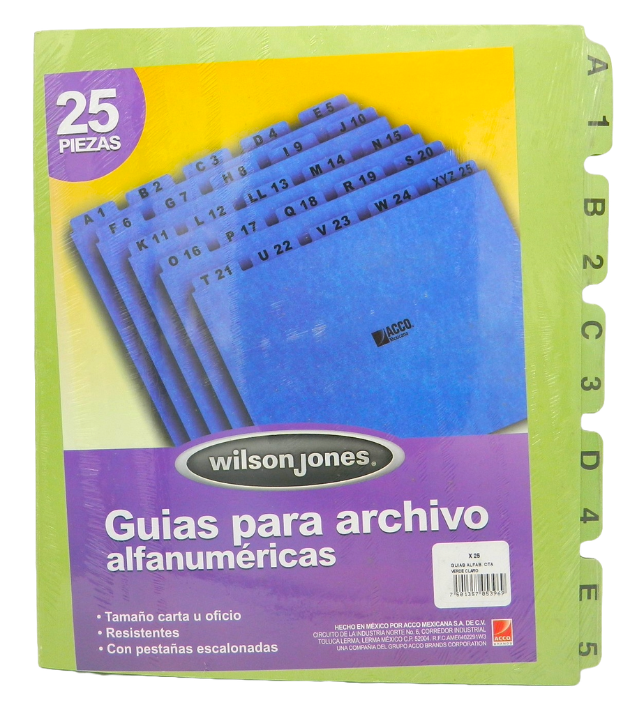 Guia P/ Archivo A-Z T/ Carta Acco