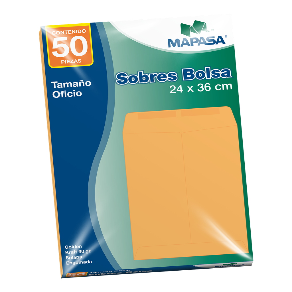 Sobre Bolsa Golden T/ Oficio 24 x 36 cms C/ 50 pzs Arpapel