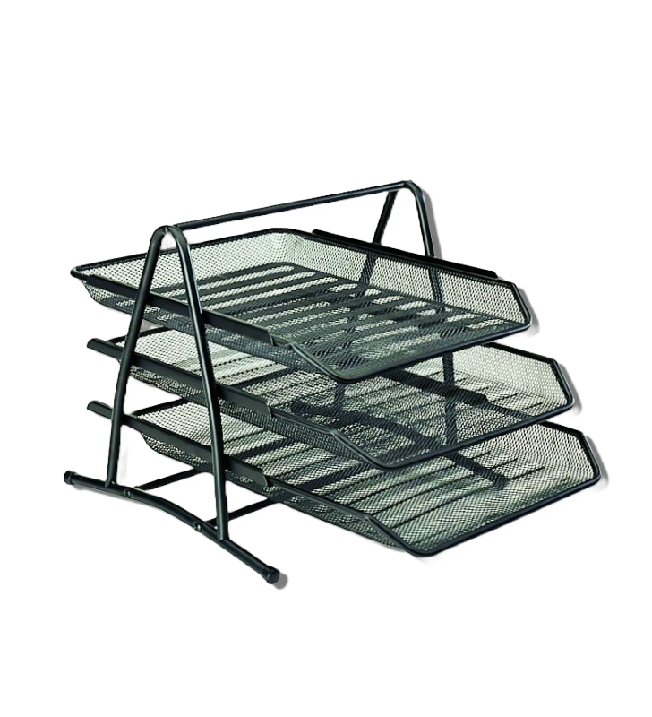 Charola 3 Niveles Mesh Negro Sablon