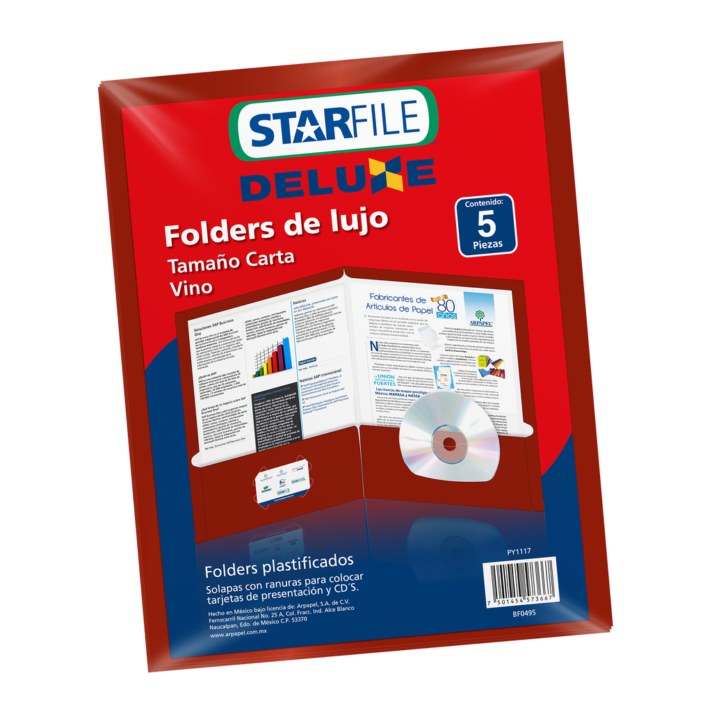 Folder Deluxe T/ Carta Vino C/ 5 pzs Arpapel