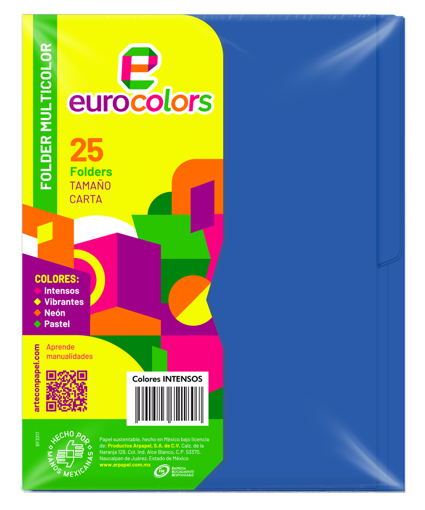 Folder Multicolor T/ Carta Azul Intenso C/ 25 pzs Arpapel
