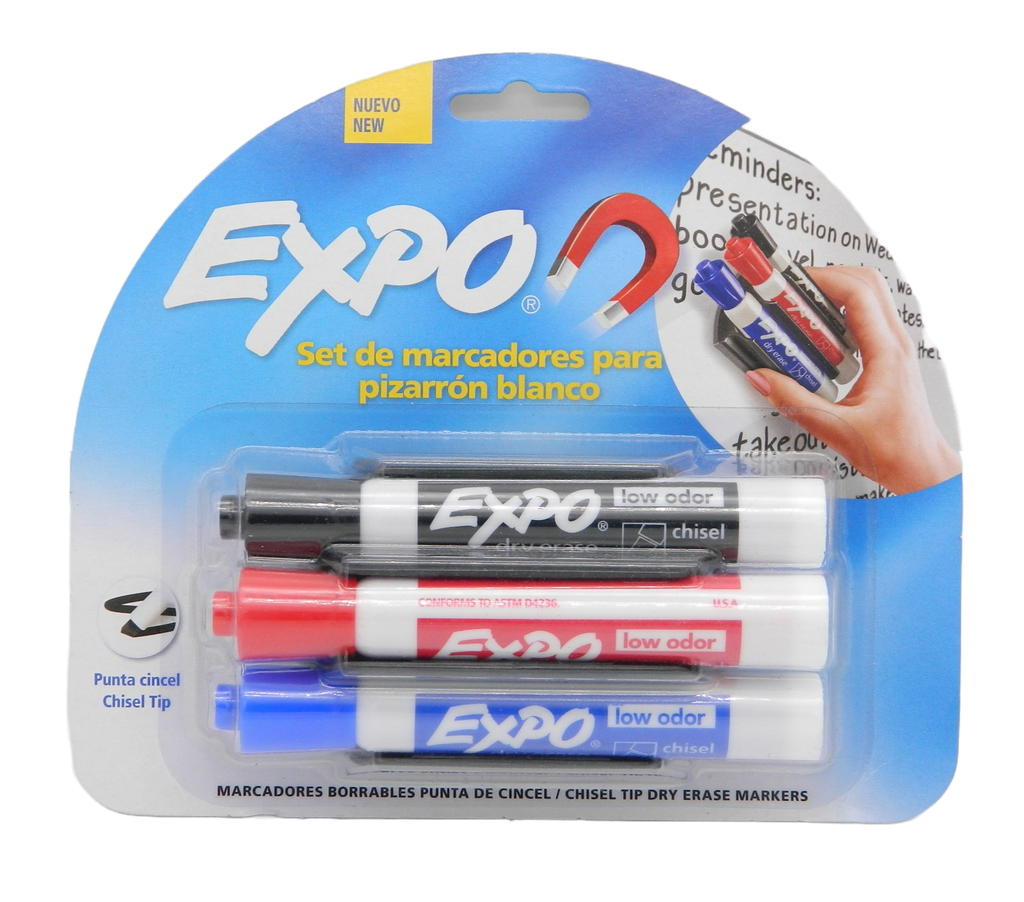 Marcador P/ Pizarron Expo C/ 3 pzs + Borrador Newell