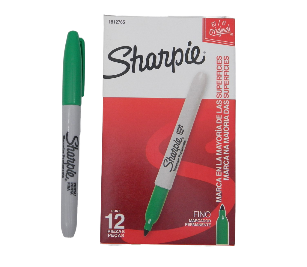 Marcador Sharpie P/ Fino Verde C/ 12 pzs Newell