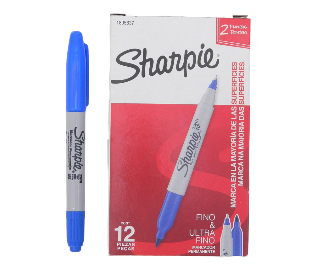 Marcador Sharpie Twin Tip Azul C/ 12 pzs Newell