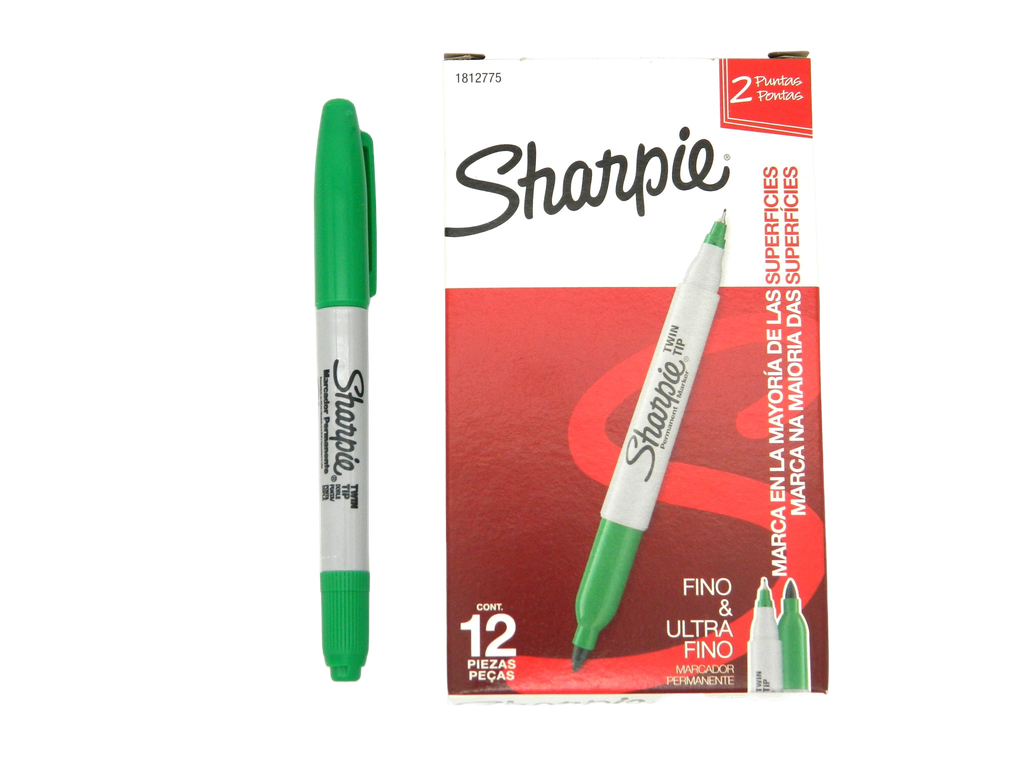 Marcador Sharpie Twin Tip Verde C/ 12 pzs Newell