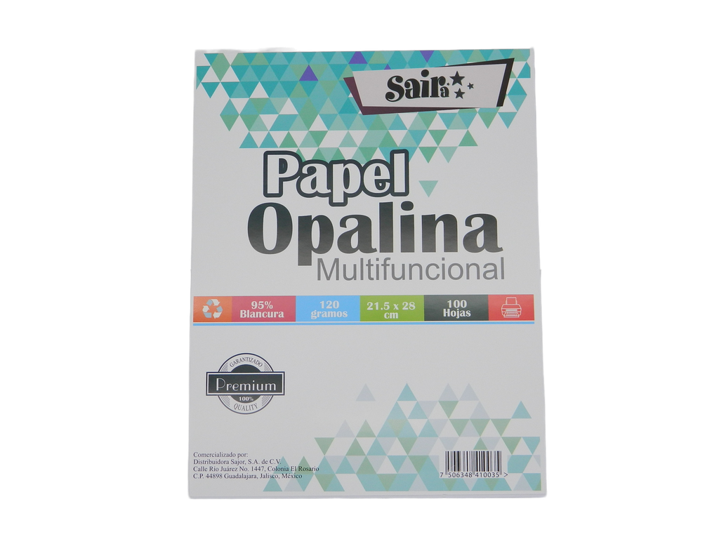 Papel Opalina Blanca T/ Carta 120 grs C/ 100 hjs Saira