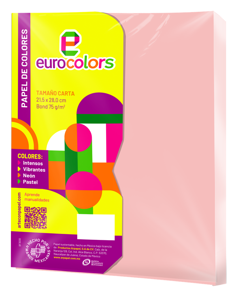 Papel Eurocolor T/ Carta Rosa Pastel C/ 100 pzs Arpapel
