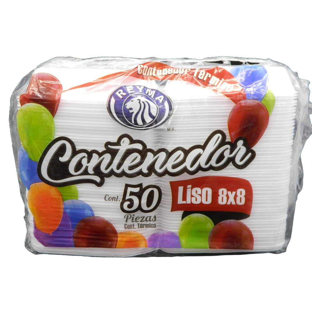 Contenedor Liso 8 x 8 C/ 50 pzs C/ 4 pqts Reyma
