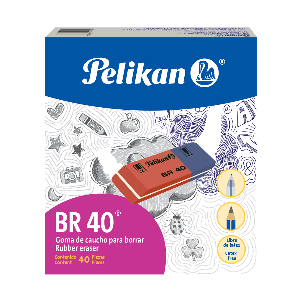 Borrador Caucho Biselado BR40 C/ 40 pzs Pelikan