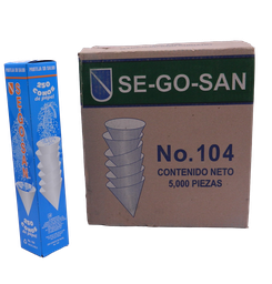 [002547] Vaso Conico Papel #104 C/ 250 pzs C/ 20 pqts Segosan