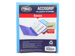 [002610] Folder Accogrip C/ Palanca T/ Carta Azul Claro C/ 4 pzs Acco
