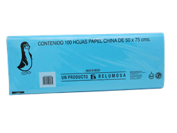 [002674] Papel China Pingüino 50x75 cms Azul Turquesa C/ 100 pzs Belumosa