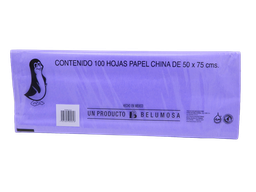 [002677] Papel China Pingüino 50x75 cms Lila C/ 100 pzs Belumosa