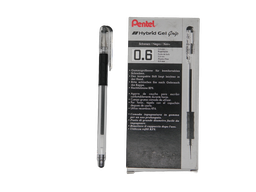 [002776] Pluma Hybrid Gel Grip 0.6 mm P/ Fino Negro C/ 12 pzs Pentel