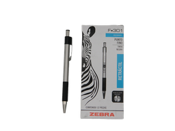 [002873] Pluma Metalica 0.7 mm P/ Fino Negra C/ 12 pzs F-301 Zebra