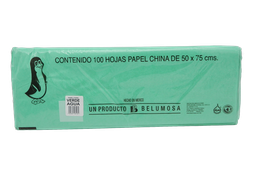 [003986] Papel China Pingüino 50x75 cms Verde Agua C/ 100 pzs Belumosa