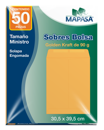 [004873] Sobre Bolsa Golden T/ Ministro 30.5 x 39.5 cms C/ 50 pzs Arpapel