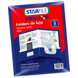 [000111] Folder Deluxe T/ Carta Azul C/ 5 pzs Arpapel