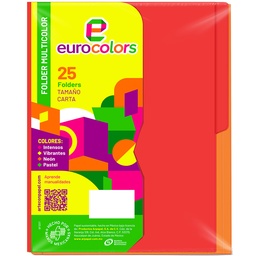 [000124] Folder Multicolor T/ Carta Surtido Arcoiris Intenso C/ 25 pzs Arpapel