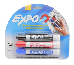 [000342] Marcador P/ Pizarron Expo C/ 3 pzs + Borrador Newell