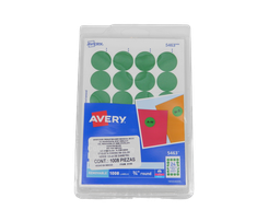 [001163] Etiqueta Redonda 3/4 Verde C/ 1,008 etiquetas Avery