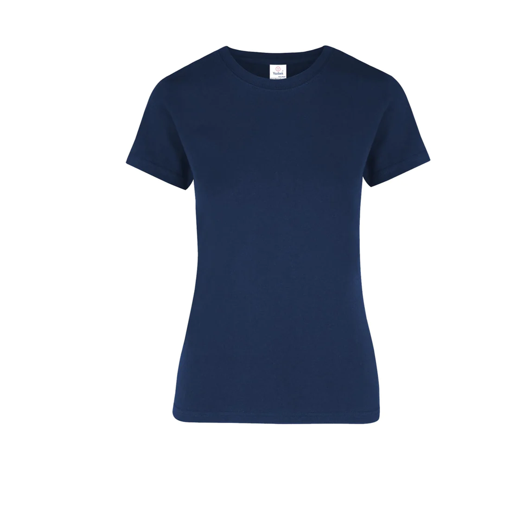 Playera Dama Cuello Redondo Manga Corta 100% Algodón Azul Marino Grande Yazbek