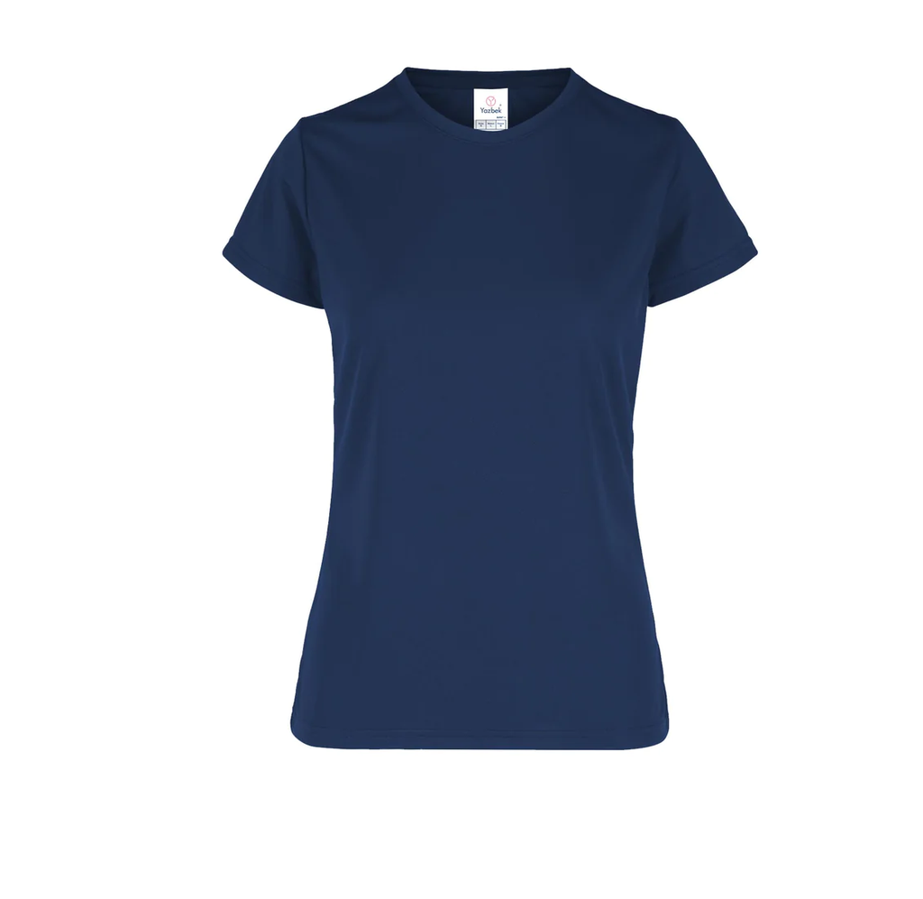 Playera Dama Cuello Redondo Manga Corta 100% Poliester Azul Marino Extra Grande Yazbek