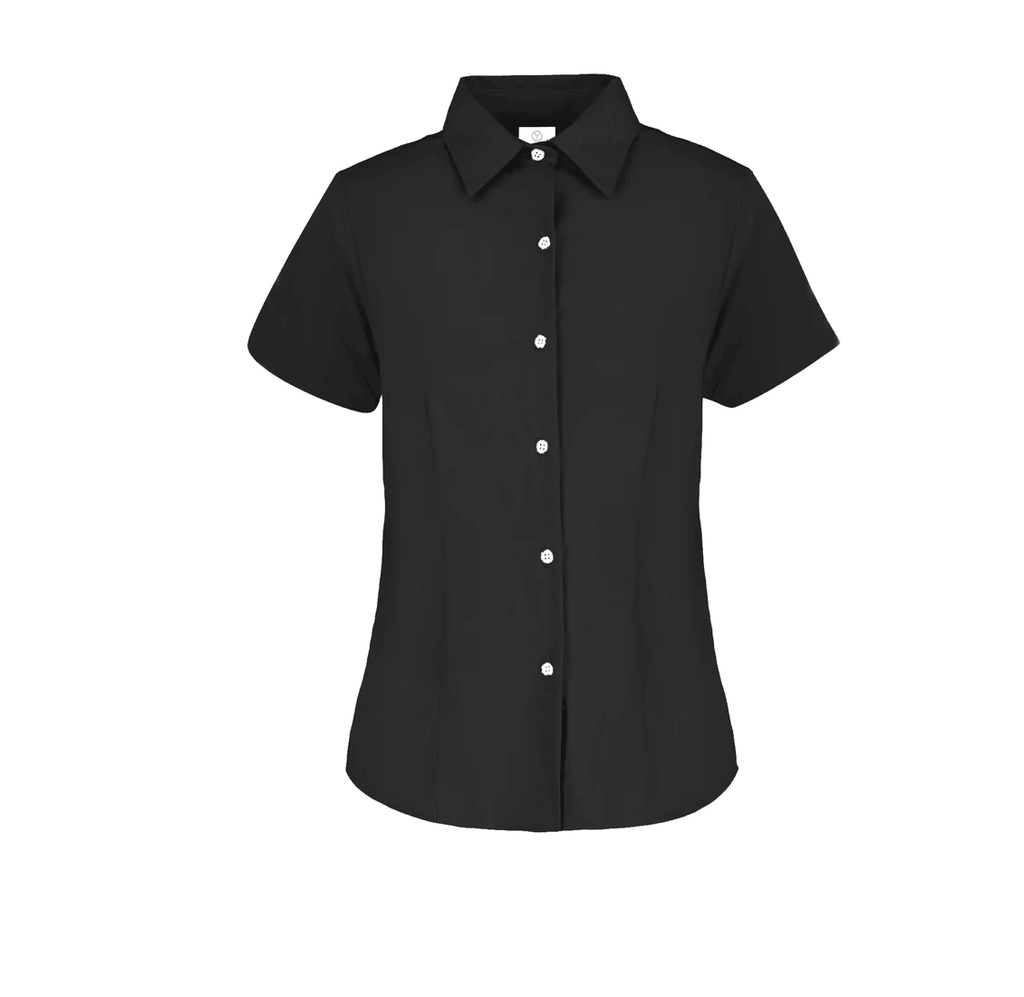 Camisa Gabardina Dama Manga Corta 50% Algodón 50% Poliester Negro Doble Extra Grande Yazbek