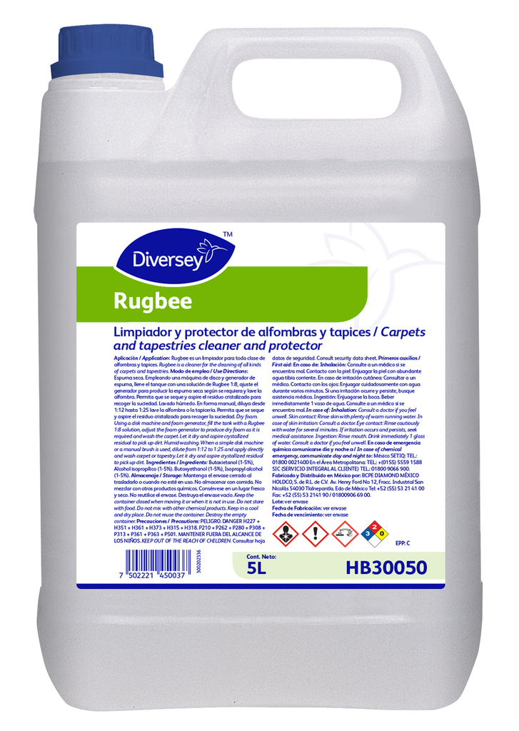 Limpiador Protector Alfombras Rugbee 5 Lts C/ 4 pzsDiversey