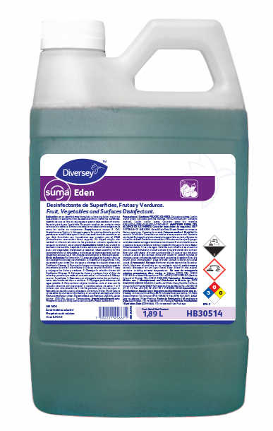 Desinfectante Superficies, Frutas y Verduras Suma Eden 1.89 Lts C/ 4 pzs Diversey