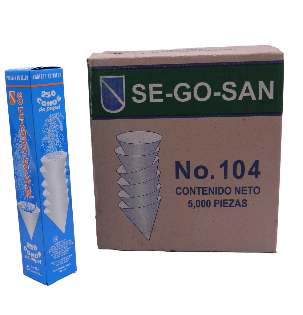 Vaso Conico Papel #104 C/ 250 pzs C/ 20 pqts Segosan