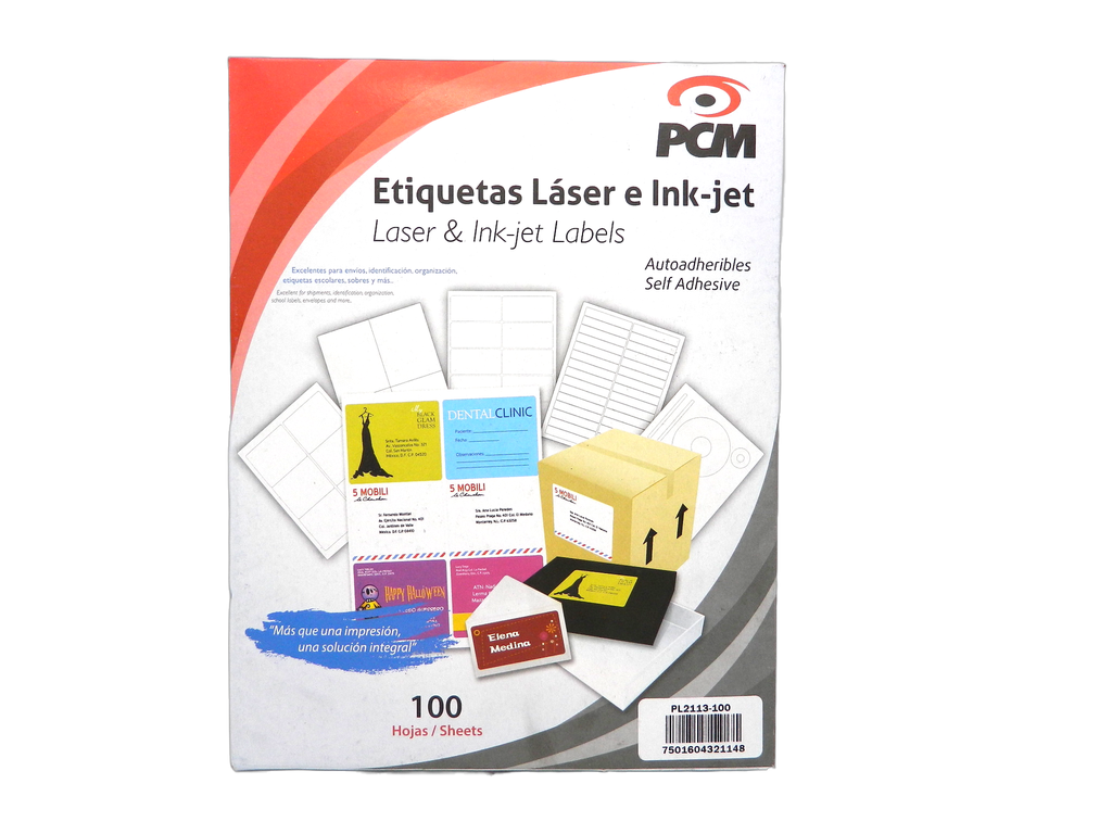 Etiqueta Laser Blanca 8.5 x 5.5" C/ 100 hjs Pcm