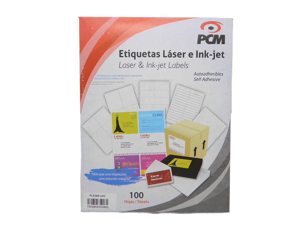 Etiqueta Laser Blanca 3.44 x .66" C/ 100 hjs Pcm
