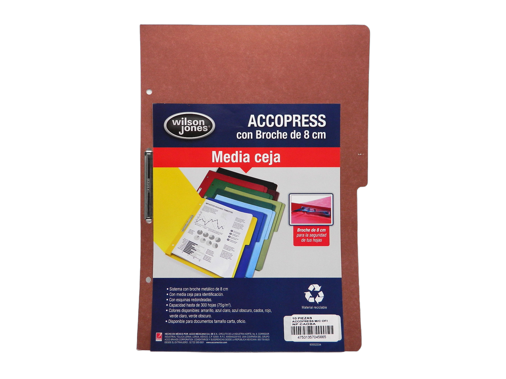 Folder Accopress C/ Broche T/ Oficio Caoba C/ 10 pzs Acco