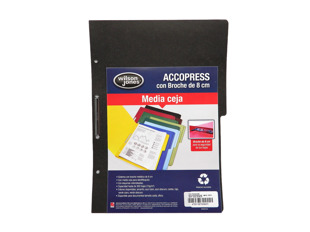 Folder Accopress C/ Broche T/ Oficio Negro C/ 10 pzs Acco