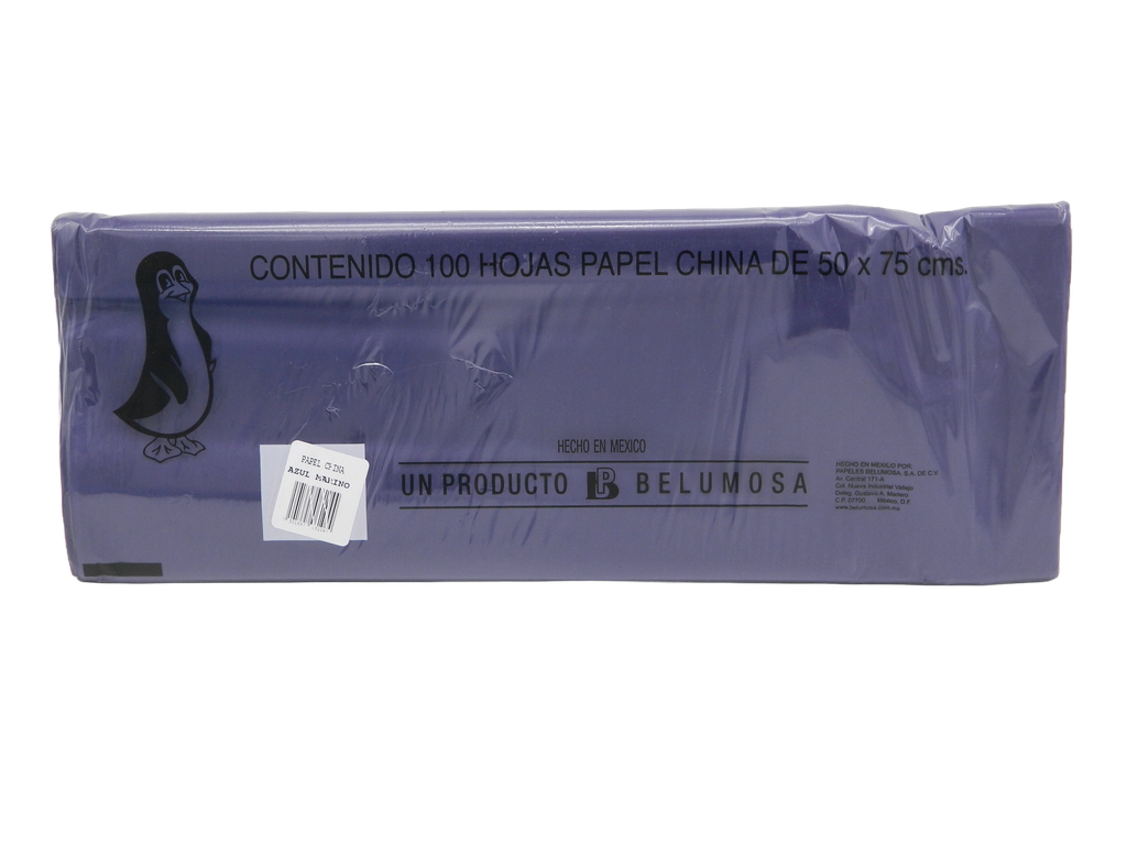 Papel China Pingüino 50x75 cms Azul Marino C/ 100 pzs Belumosa