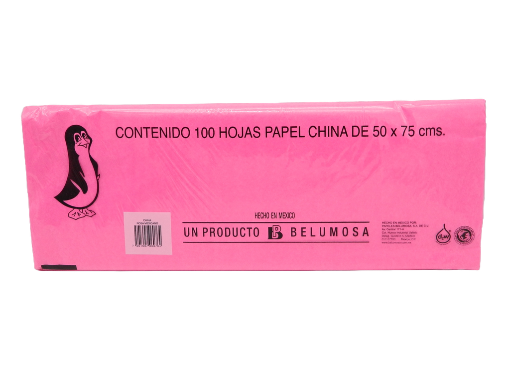 Papel China Pingüino 50x75 cms Rosa Mexicano C/ 100 pzs Belumosa